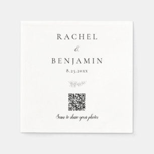 Minimal Wedding QR Code Photo Sharing Elegant Napkins
