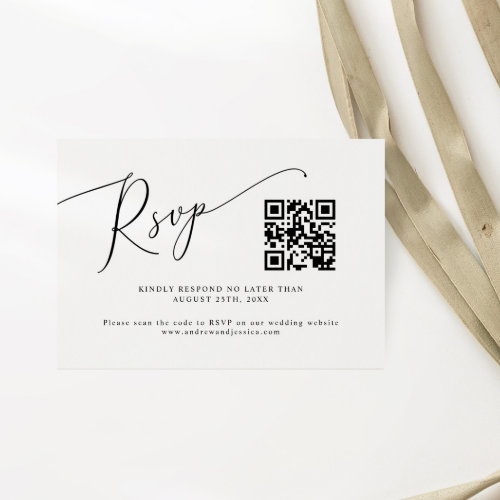 Minimal Wedding QR Code RSVP Card