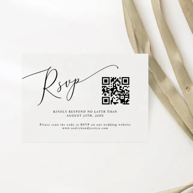 Minimal Wedding QR Code RSVP Card | Zazzle