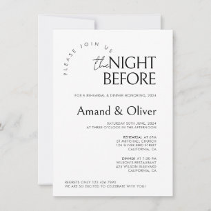 Minimal Wedding Rehearsal TemplateThe Night Before Invitation