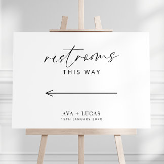 Minimal Wedding Restrooms This Way Sign