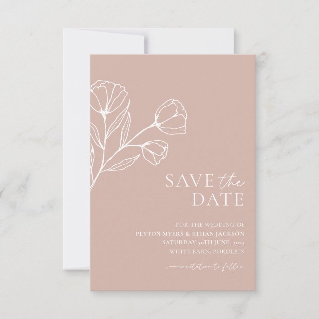 Minimal Wedding Save the Date Botanical PEYTON (Front)