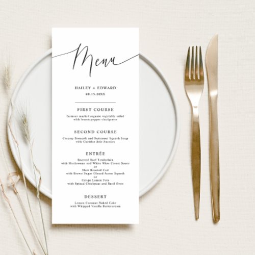 Minimal Wedding Script Flat Menu