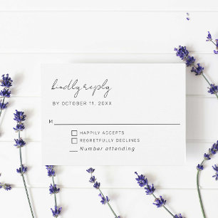 Minimal Wedding Script Simple Kindly Reply RSVP Card