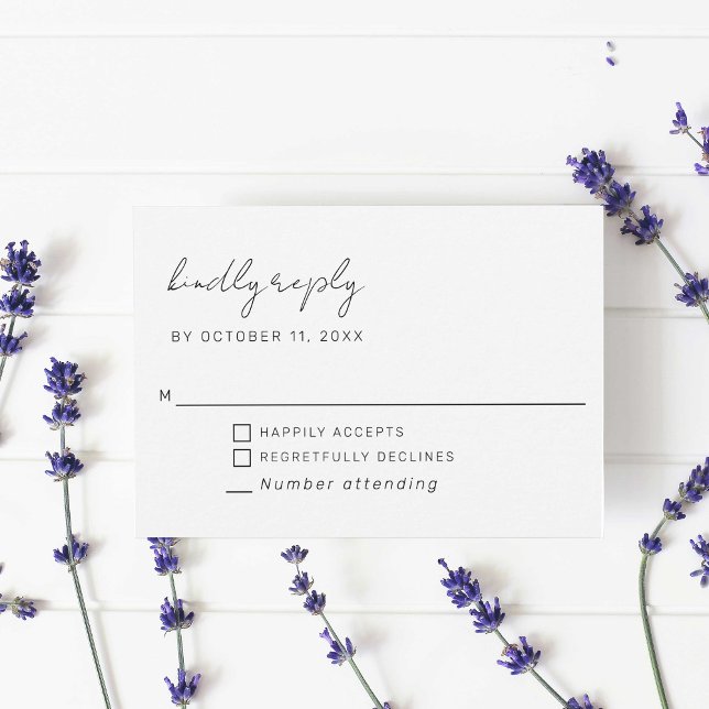 Minimal Wedding Script Simple Kindly Reply  RSVP Card (Creator Uploaded)