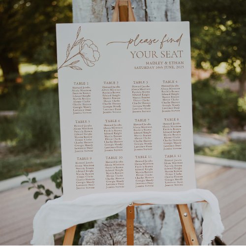 Minimal Wedding Seating Chart Botanical Boho Sign