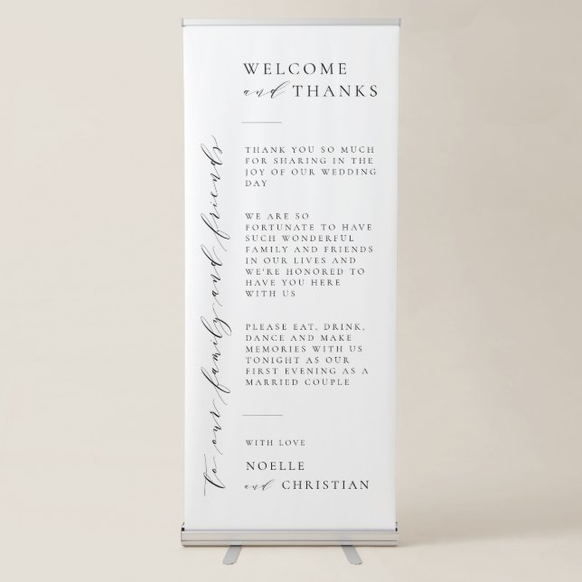Minimal Wedding Sign Vertical Retractable Banner (Front)