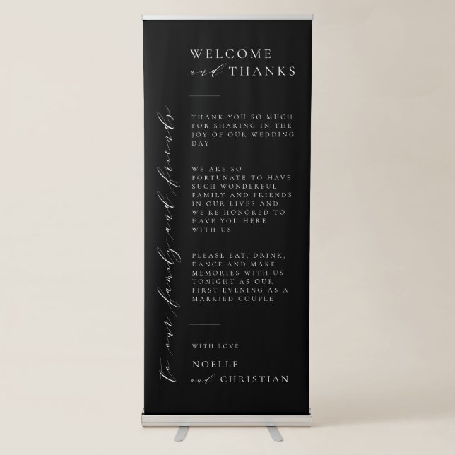 Minimal Wedding Sign Vertical Retractable Banner (Front)