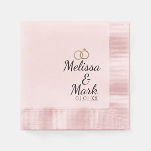 Minimal Wedding Simple Gold Ring Pink Monogram Napkins