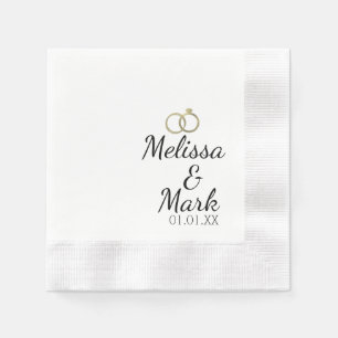 Minimal Wedding Simple Gold Ring White Monogram Napkins