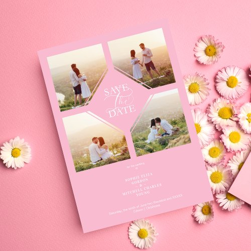 Minimal Wedding Soft Blush Pink 4_Photos Collage Save The Date