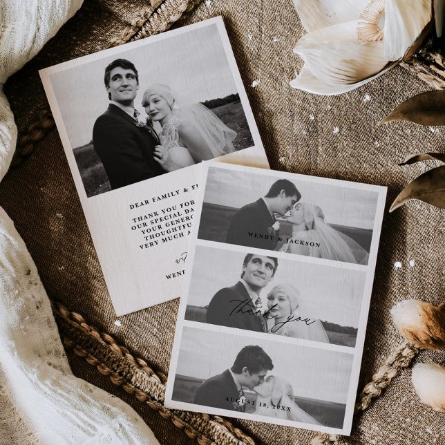 Minimal Wedding Thank You Photo Stack Card  (Creator Uploaded)