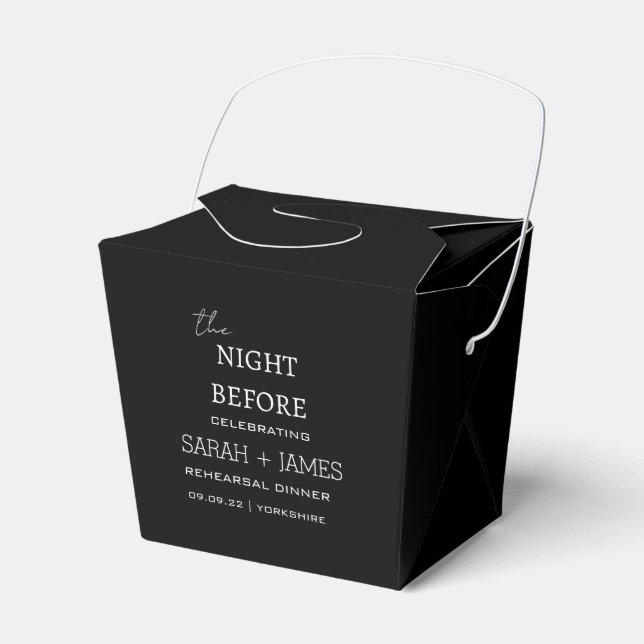 Minimal Wedding the Night Before Rehearsal Dinner  Favor Boxes (Front Side)