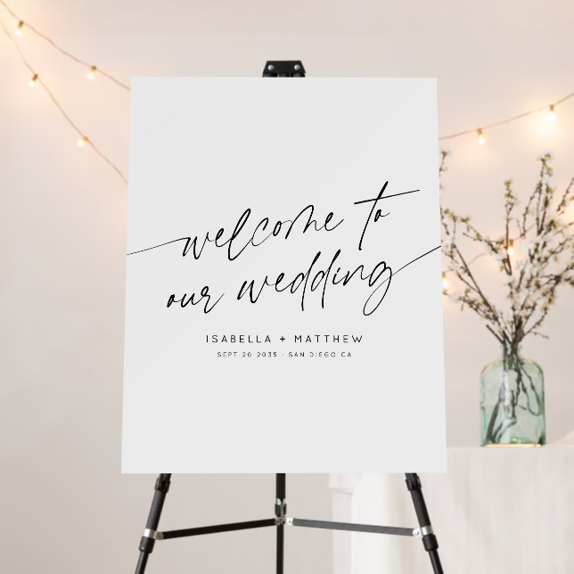 Minimal Wedding Welcome Modern Script Typography  Foam Board (In Situ (Stand))
