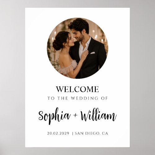 Minimal Wedding Welcome Sign with Photo