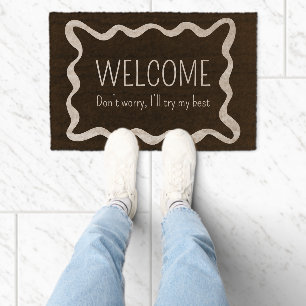 Minimal Welcome Funny Introvert Fiber Doormat