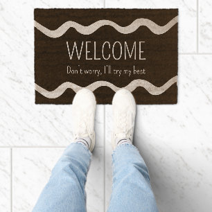 Minimal Welcome Funny Introvert Fiber Doormat