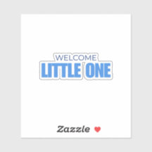 Minimal Welcome Little One Baby Boy Shower Sticker