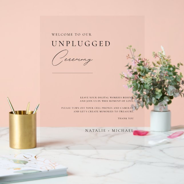 Minimal Welcome To Unplugged Wedding Ceremony Sign (Wedding)