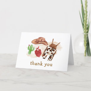Minimal Western Desert Cactus Cowboy Baby Shower Letterpress Thank You Card