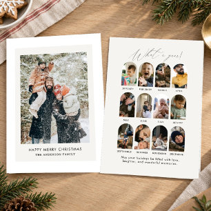 Minimal What a Year Framed Family Photo Christmas Holiday Card