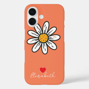 Minimal Whimsical Daisy Hand-Drawn Floral iPhone 16 Case