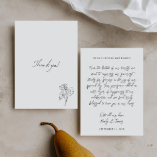 Minimal Whimsical Hand Drawn Illustration Wedding Thank You Card