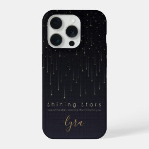 Minimal whimsical shinning stars personalisable iPhone 15 pro case