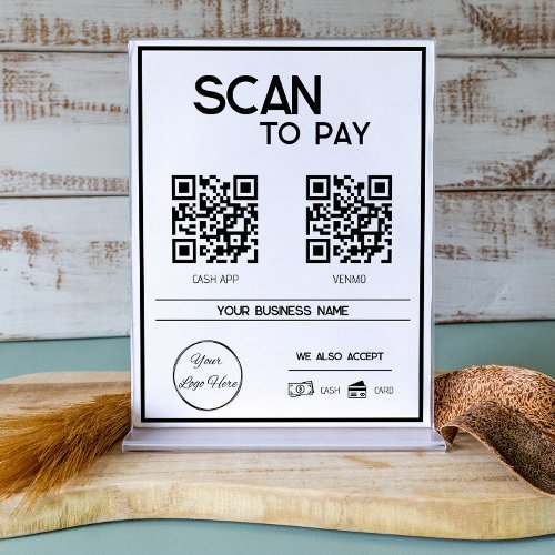 Minimal white 2 QR codes business scan to pay  Poster
