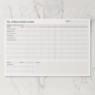 Minimal white and beige Monthly Habit Tracker Paper Pad