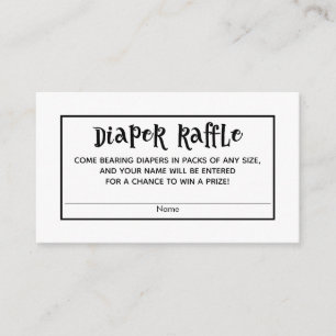 Minimal White Baby Shower Diaper Raffle Cards
