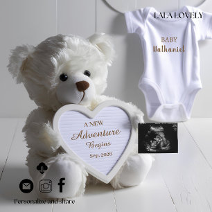 Minimal White Bear Pregnancy announcement card