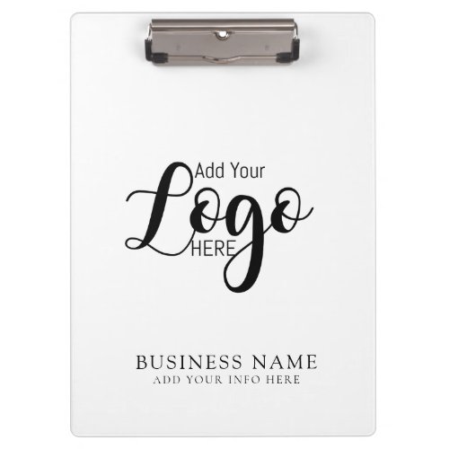 Minimal White  black Business Company Custom Logo Clipboard