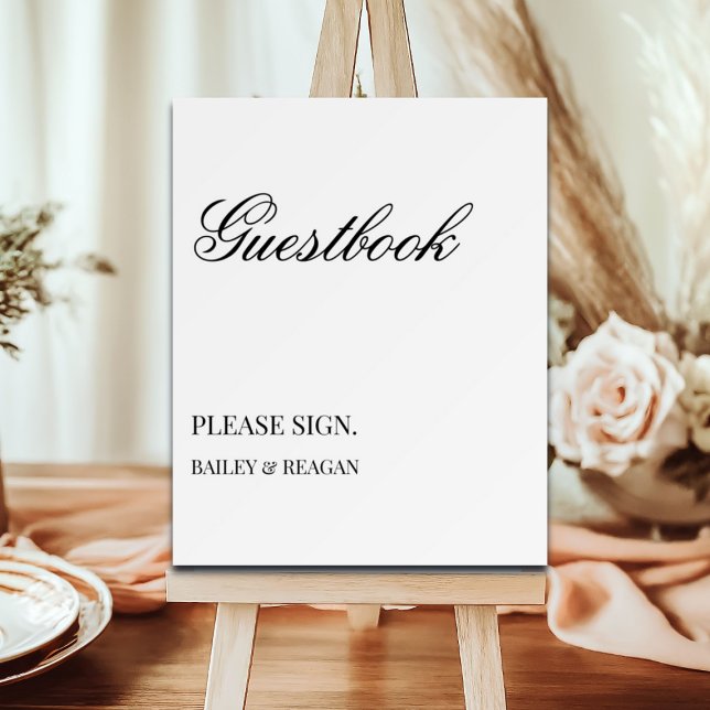 Minimal White Black Wedding Guestbook Sign (Creator Uploaded)