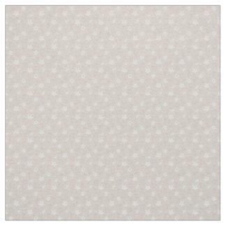 Minimal White Blossoms on Soft Beige Background Fabric