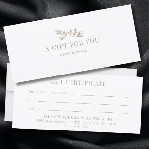 Minimal White Botanical Business Gift Certificates