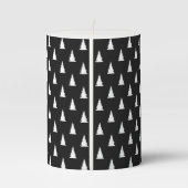 Minimal white Christmas tree silhouettes pattern Pillar Candle (Back)
