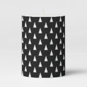 Minimal white Christmas tree silhouettes pattern Pillar Candle (Front)