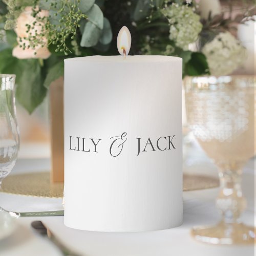 Minimal White Couple Names Wedding Event  Pillar Candle