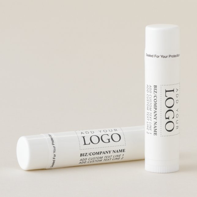 Minimal White Custom Business Logo Promotional Lip Balm (Front)