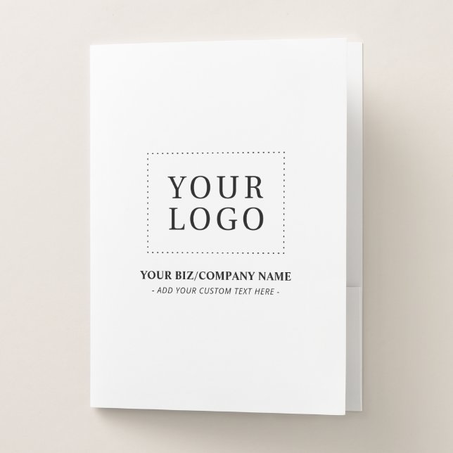 Minimal White Custom Business Logo Promotional Pocket Folder (Front)