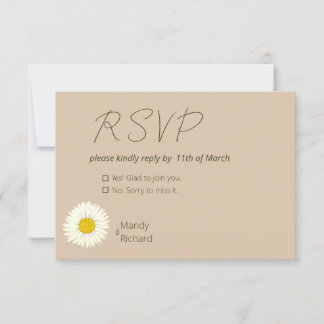 Minimal White Daisy Flowers on Beige Background RS RSVP Card
