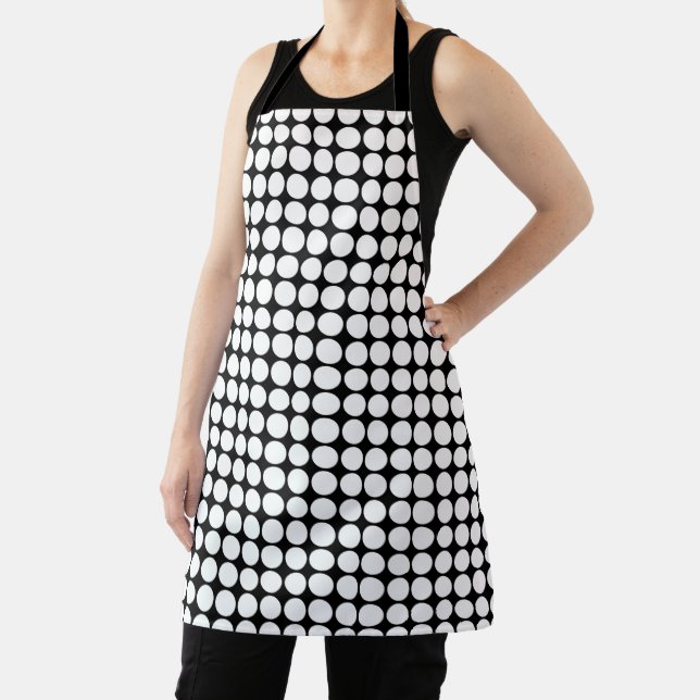 Minimal White Dots on Solid Black Background Apron (Insitu)