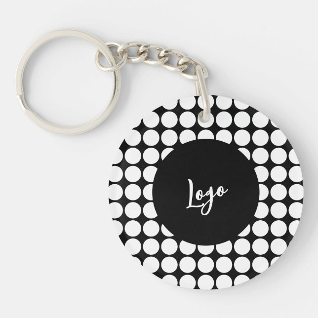 Minimal White Dots on Solid Black Background Keychain (Front)