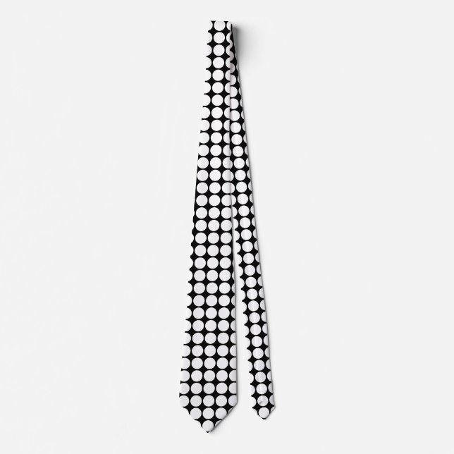 Minimal White Dots on Solid Black Background Neck Tie (Front)
