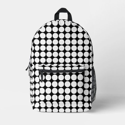 Minimal White Dots on Solid Black Background Printed Backpack