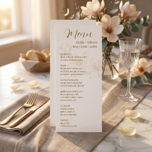 Minimal White Floral Wedding Menu Card with Elegan