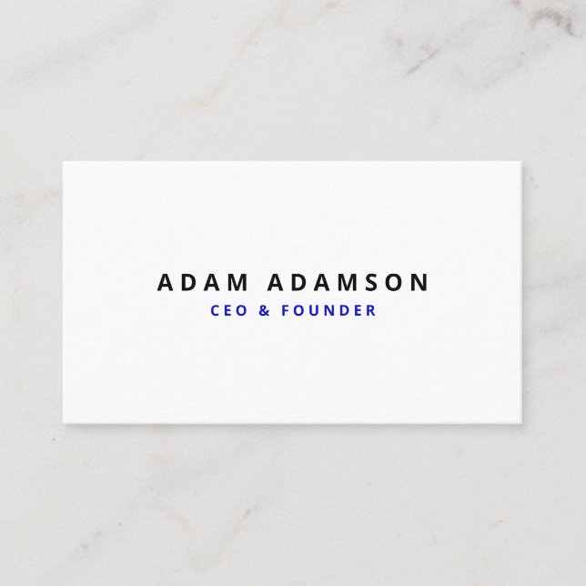 Minimal White Founder Ceo President Corporate Business Card (Front)