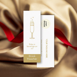 Minimal White Gold Event Logo Free Drink Voucher  Mini Business Card