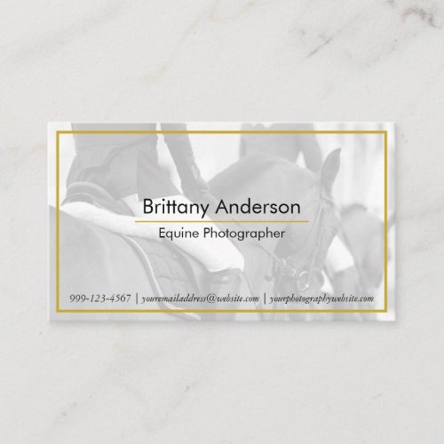 Minimal White Gold HorseEquestrian Photographer  Business Card